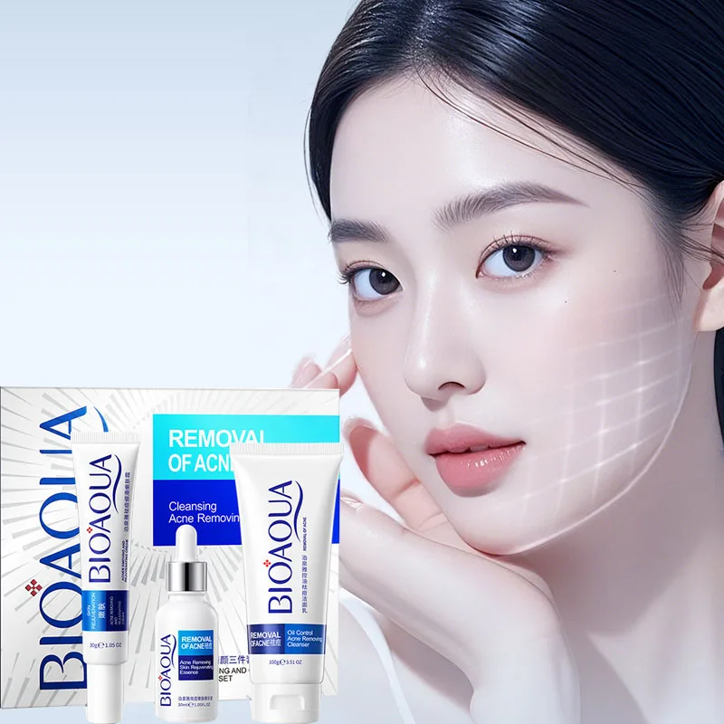 

Boquan Ya acne and cleansing three-piece set dilute acne marks facial cleanser acne cream serum firming skin care products