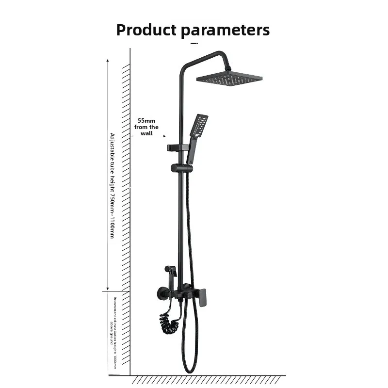 

Bathroom black shower full set hotel shower set project model digital