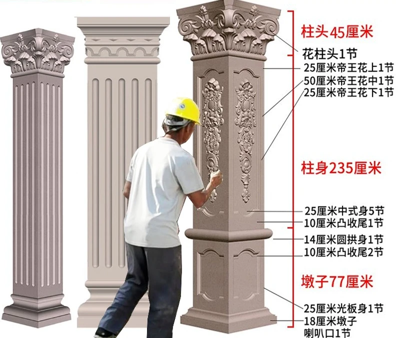Roman column mold railings guardrail square column square column villa gate courtyard cement pouring building formwork