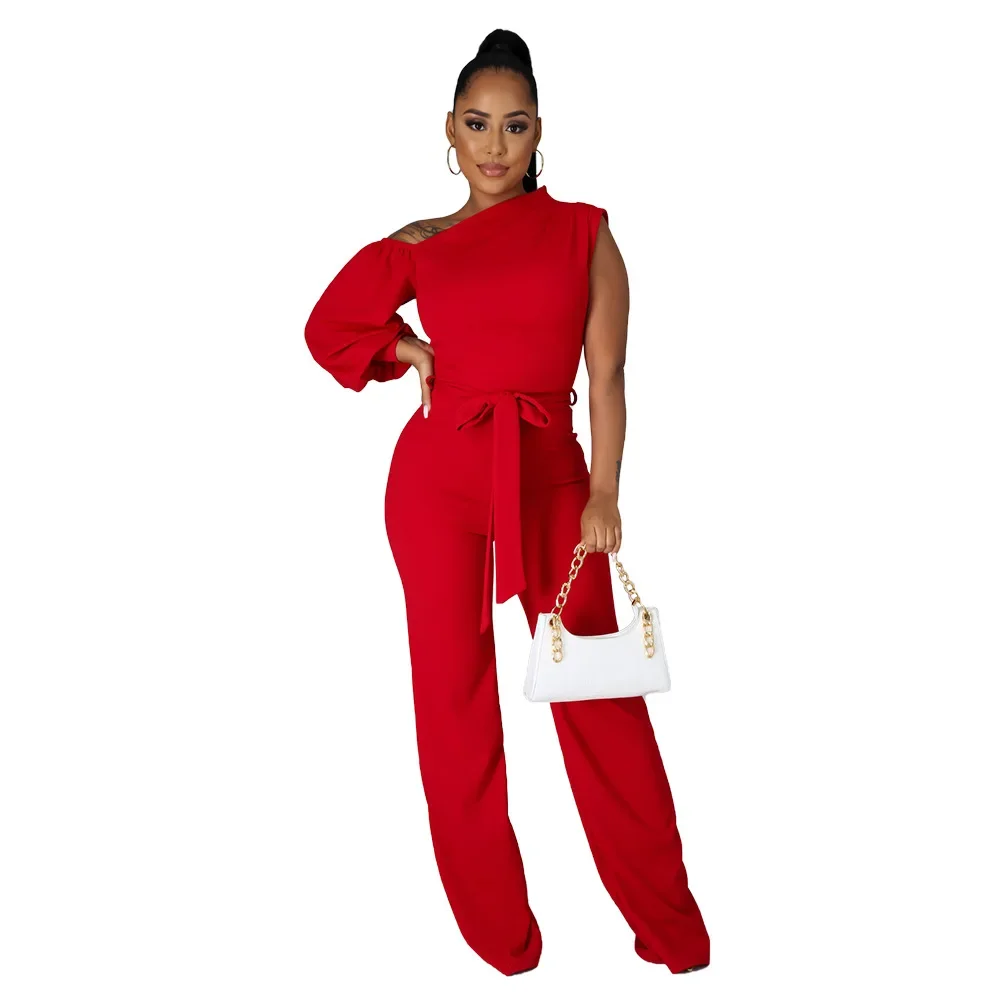 African Clothes for Women 2025 Spring African Long Sleeve Polyester Solid Color Long Jumpsuit Dashiki African Clothing Outfits