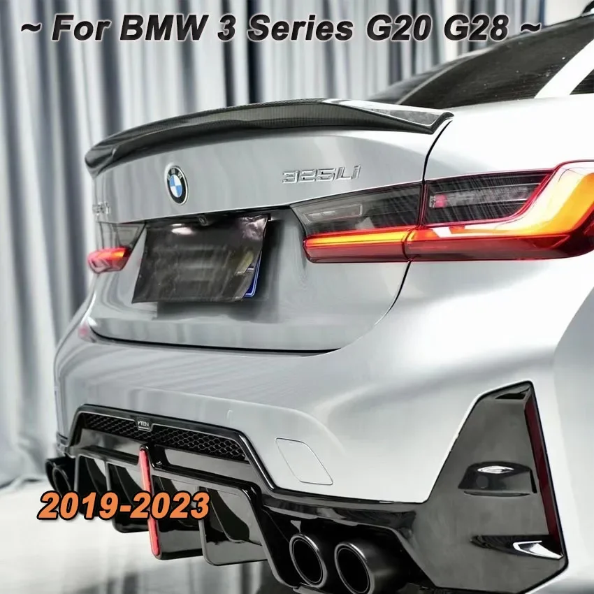 자동차 리어 트렁크 스포일러 스플리터 윙 테일 트렁크 립 바디 튜닝 키트, BMW 3 시리즈 G20 G28 325i 330i M3 2019-2023 MP 스타일