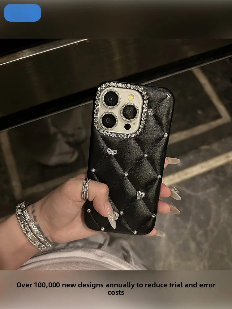 

Роскошный чехол для iPhone в клетку с бриллиантами, полное покрытие, защита от падения, Fem Sle 7Pro Max, силиконовый защитный чехол ell Ele Sensation