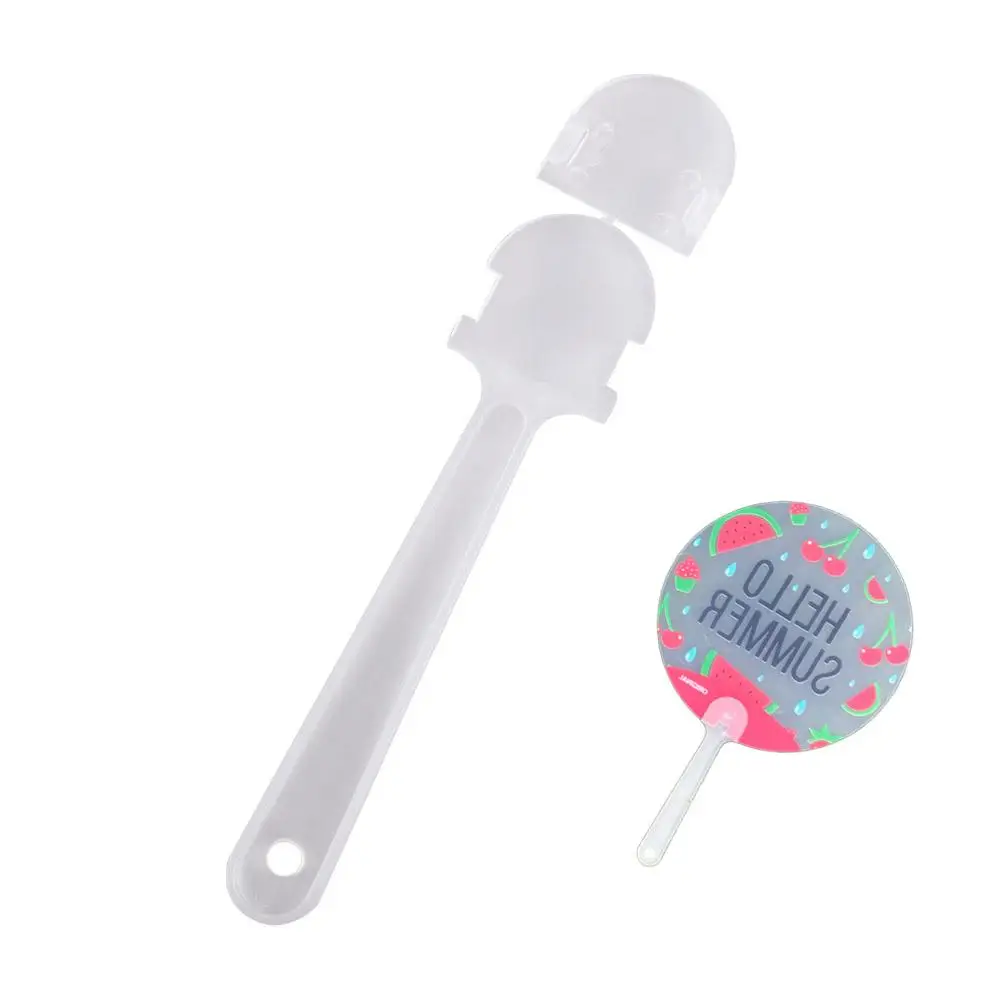 10Pcs Transparent Hand Fan Handle Portable Plastic Graffiti Fan Handle Practical Mini Kindergarten Fan Handle