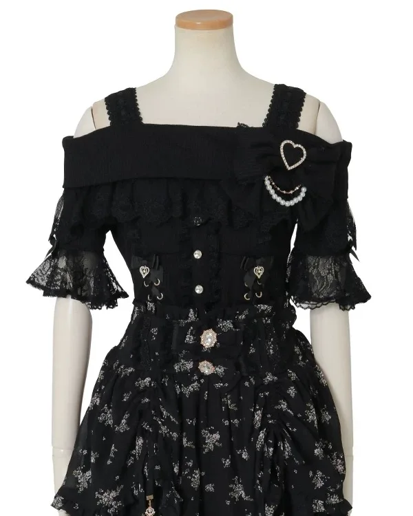 リズシャツ日本新作スイートガールズビッグボウスリミングスリングオフショルダートップスロリータTシャツガールズレディース半袖ブラウス女性用