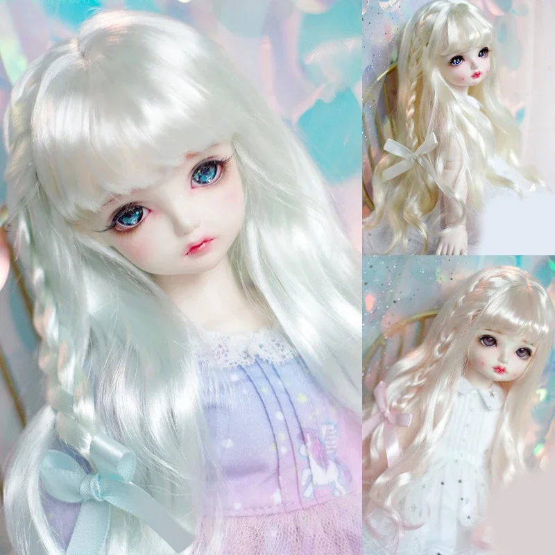 （Customize 30 Days） BJD DD SD MSD 1/6 1/4 1/3 doll's Photo props Accessoriess blue Gradient braid long curl（1 point）