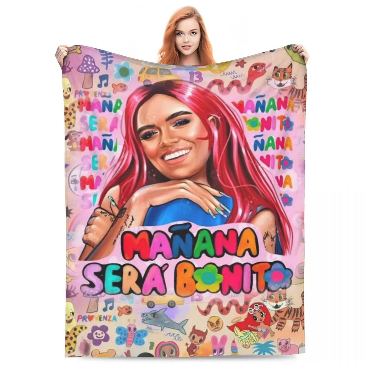 Custom 3D Print Cute Manana Sera Bonito Karol G Blankets Breathable Soft Flannel Sprint Throw Blanket for Couch Car Bedding