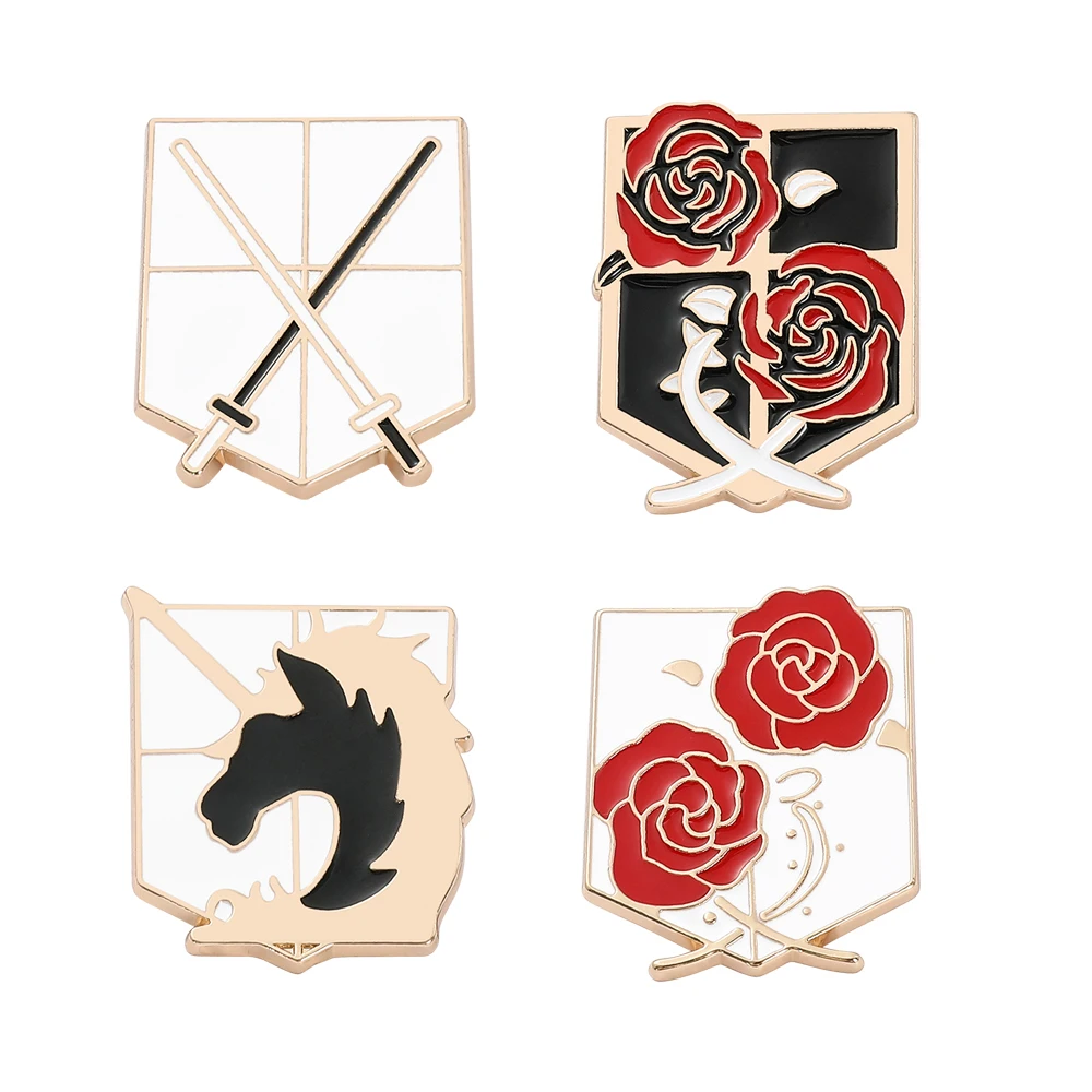 Anime Attack on Titan Enamel Brooch Eren Jaeger Mikasa Ackerman Jiyuu No Tsubasa Cartoon Lapel Badge Adornment Gifts