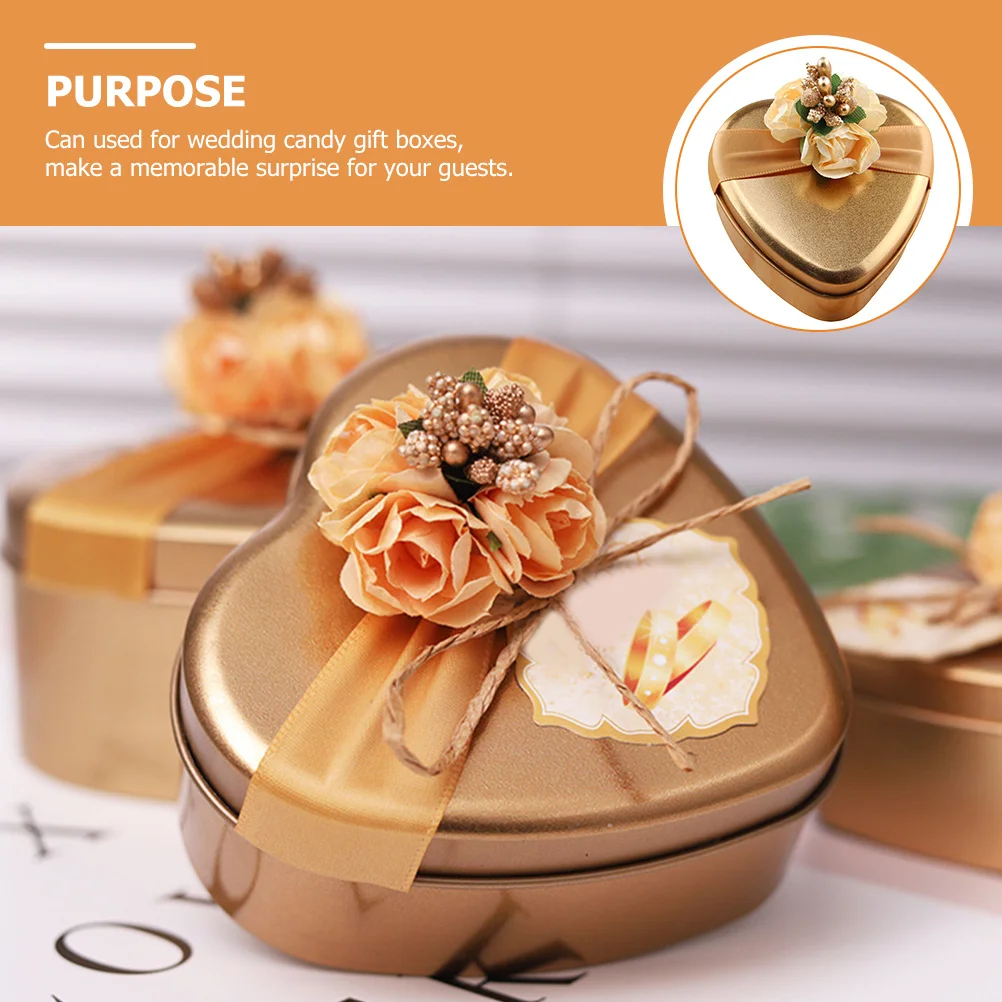 

5Pcs Tinplate Heart Candy Box Bright Durable Wedding Candy Gift Box Sweet Storage Biscuit Container Tinplate Jars