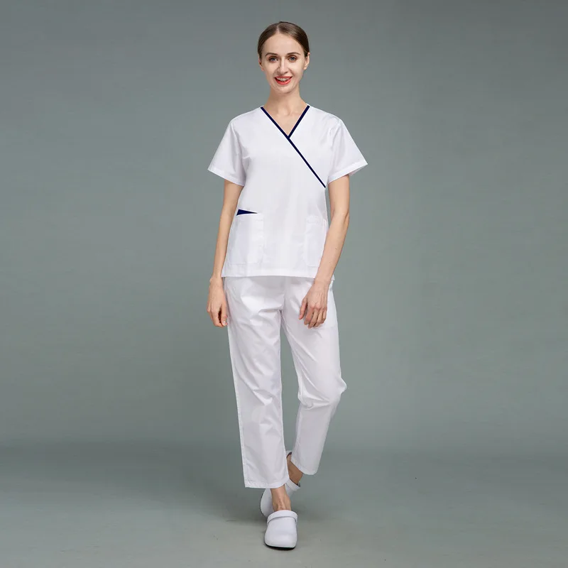 White Color Medical Uniforms Women Scrubs Sets Hospital Tops Pant Workwear Suits Dental Clinic Beauty Salon Lab Work Clothes