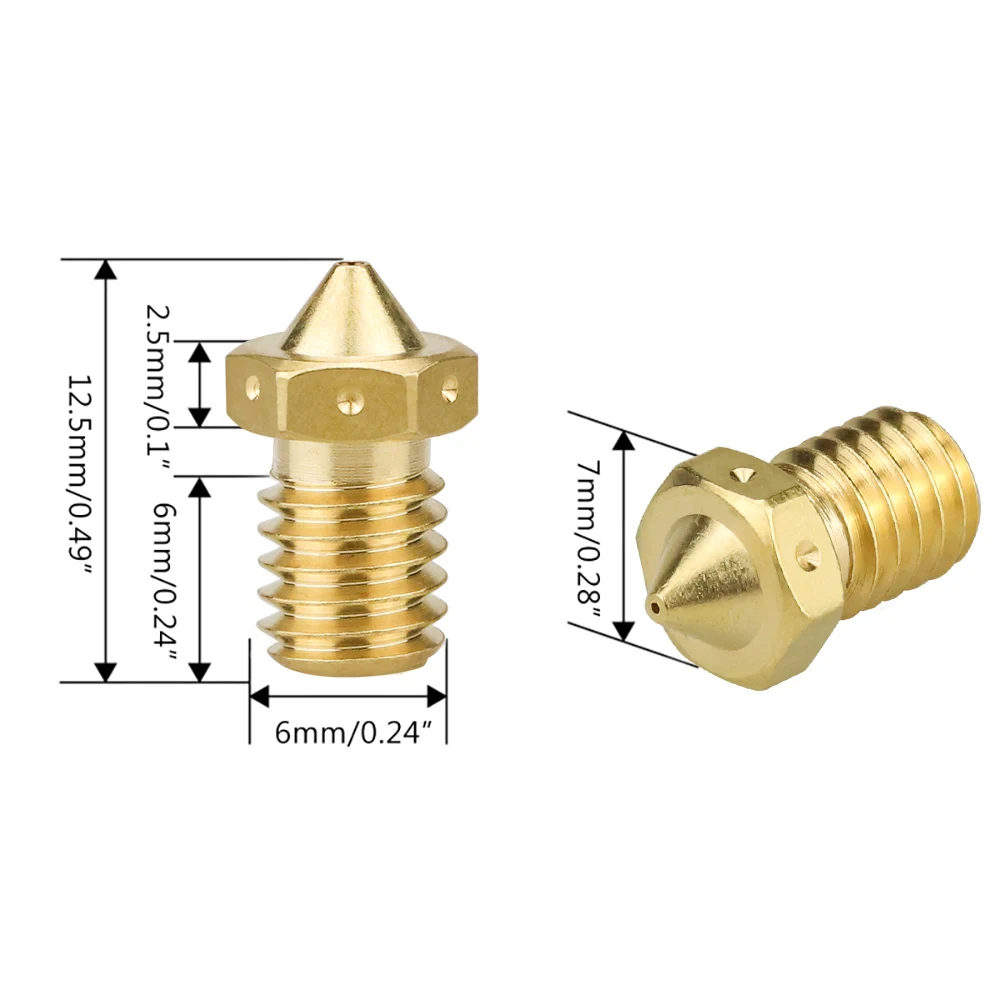 Ugello per stampante 3D per filamento da 1.75mm E3D V6 Clone-ugelli con punta CHT testina di stampa in ottone rame 0.4mm ad alto flusso