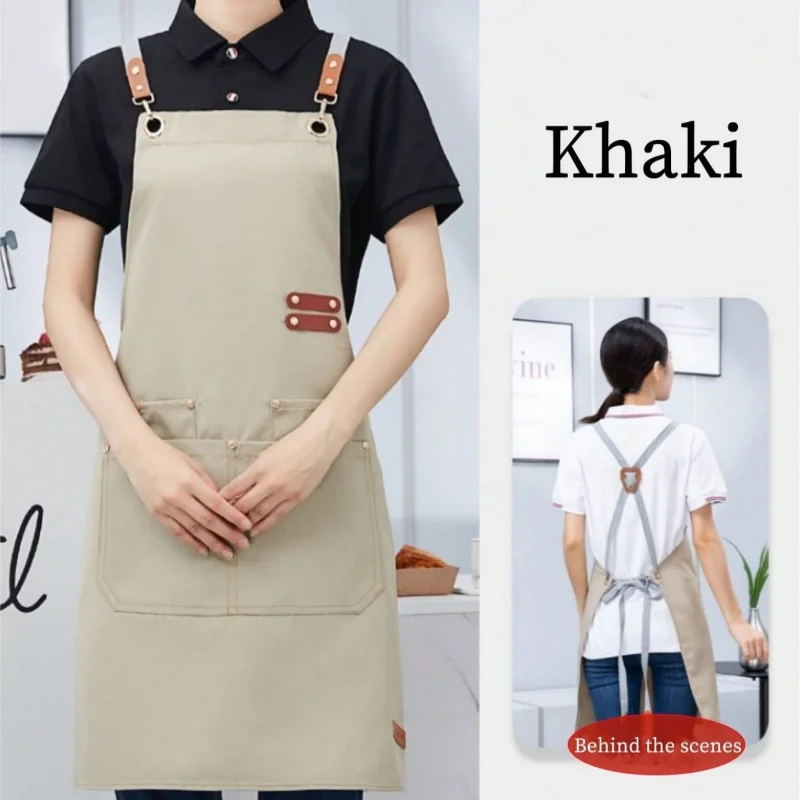 Perfessional Kitchen Apron Women Waterproof Grill Apron With Pockets Mandil Woman Taller Waiter Apron Nail Salon