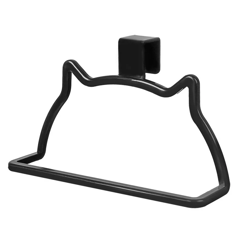 Toallero bonito de gatito, gancho de puerta de una sola varilla sin agujeros, estante de baño, utensilios de cocina, toalleros de plástico