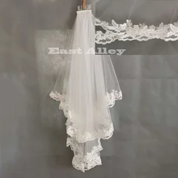 Real Picture 2 Layers Ivory Lace Edge Short Wedding Bridal Veils With Comb Wedding Accessories Veu De Noiva face veil