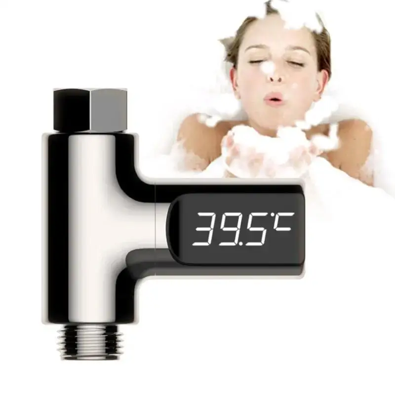 Smart Kitchen Digital Shower Thermometer LED Bathroom Faucet Water Power Water Generation Flow 360° Rotating Shower Thermometer