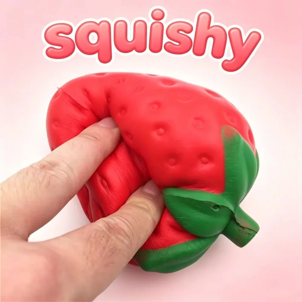 Portable Fruit Shape Strawberry Squeeze Ball Big Soft Stress Relief Toy Funny Fruit Shape Toy ​​Office & School Stress Relief​​