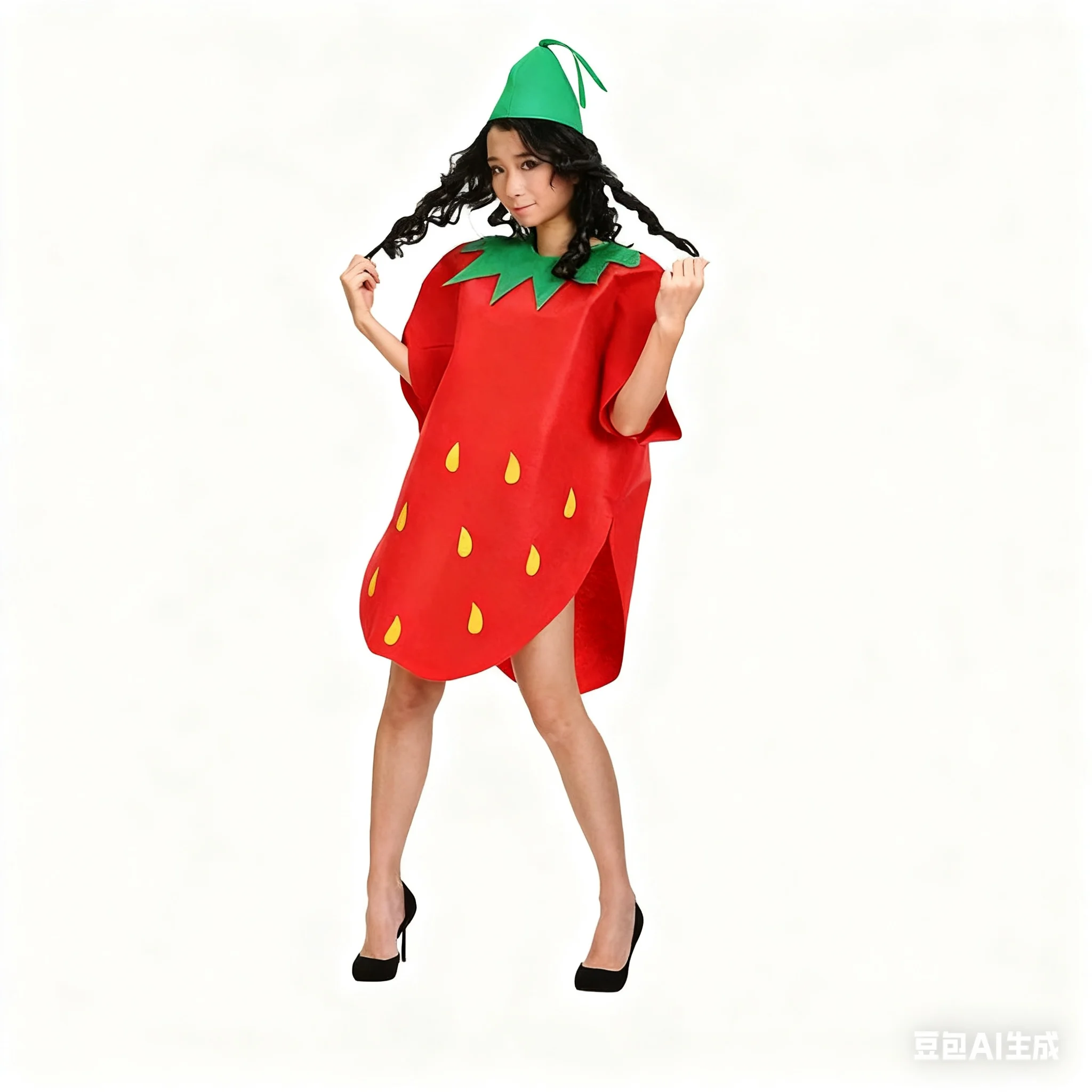 Kids Adult Strawberry Fruit Funny Costume Outfit Novelty Performance Fruit Cosplay Costume for Party Clothes view 2