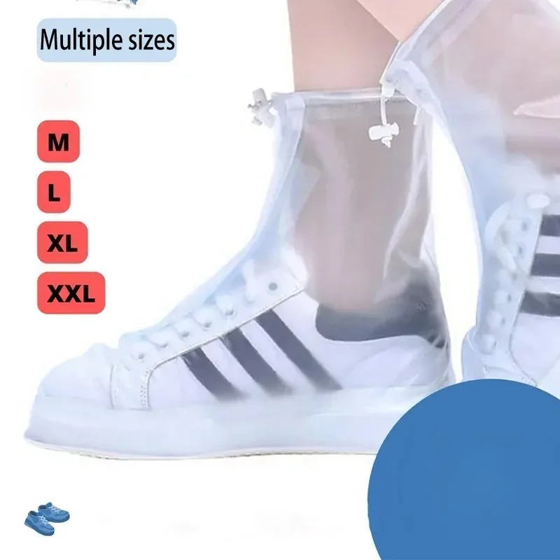 Uni Waterproof Shoe Covers Non-Slip PVC Silicone Sole Reusable White for Rain And Snow Multiple Sizes