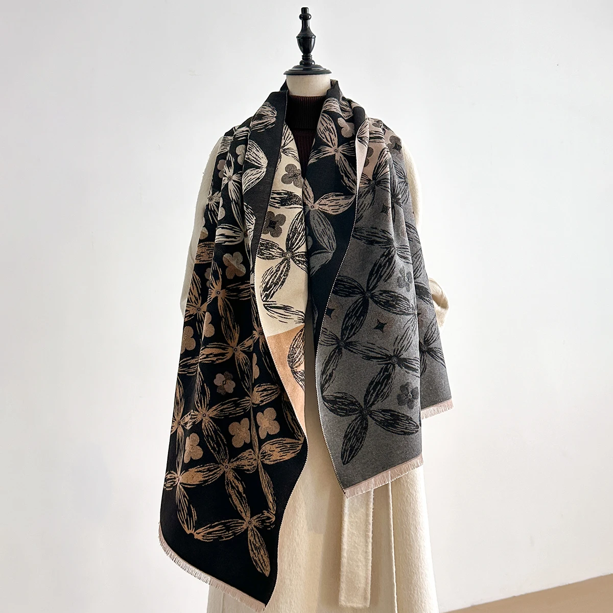 

Luxury Winter Scarf for Women Faux Cashmere Warm Pashmina Thick Soft Shawl Wrap Female Brand Foulard Stylish Bufanda Stole