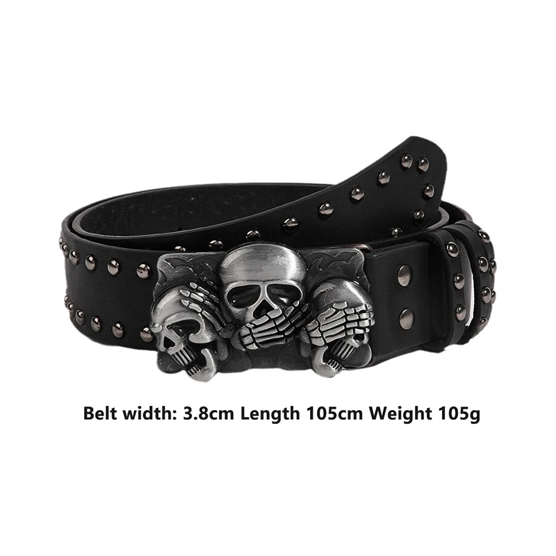 Designer Punk Belts For Women High Quality Luxury Brand Skull Rivet Unisex Waist Men Waistband Goth Belt For Jeans