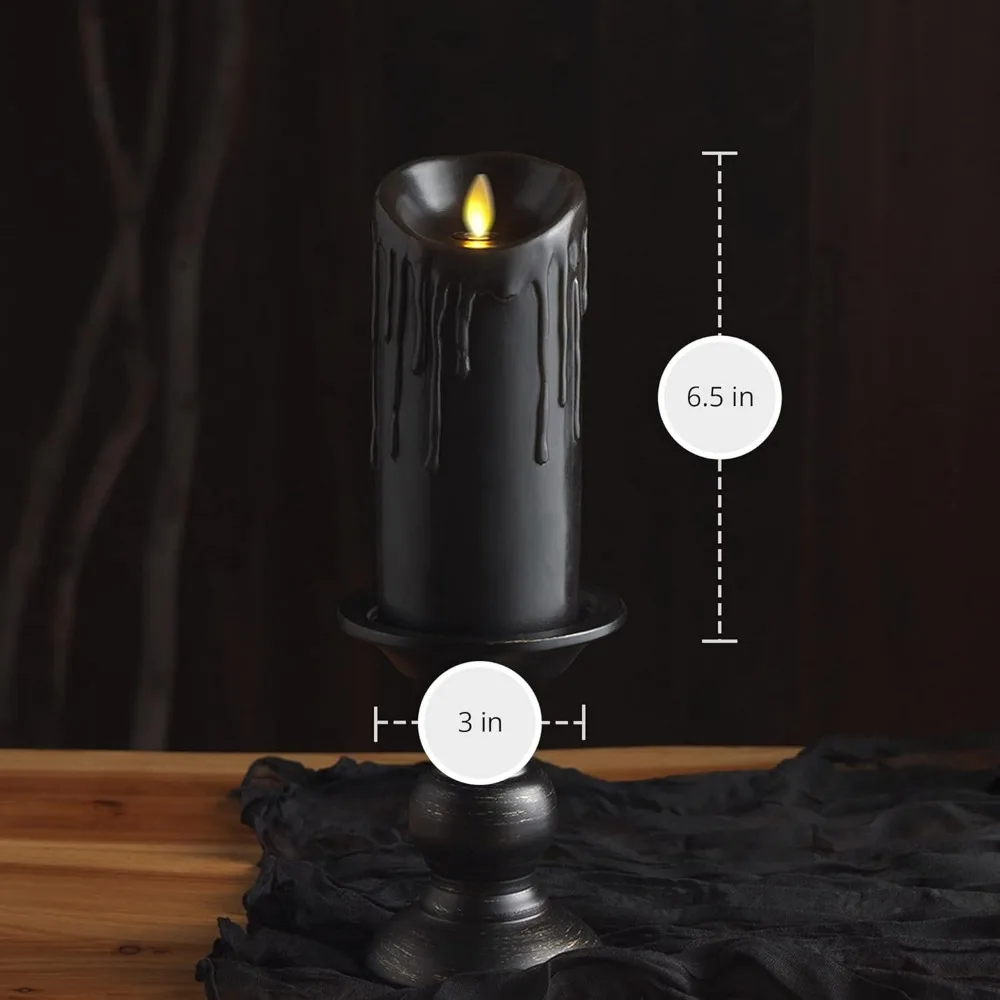 Festival Lantern, Black Wax Drip Flameless Candle LED Battery Operated Moving Flame Lights, Festival Lantern