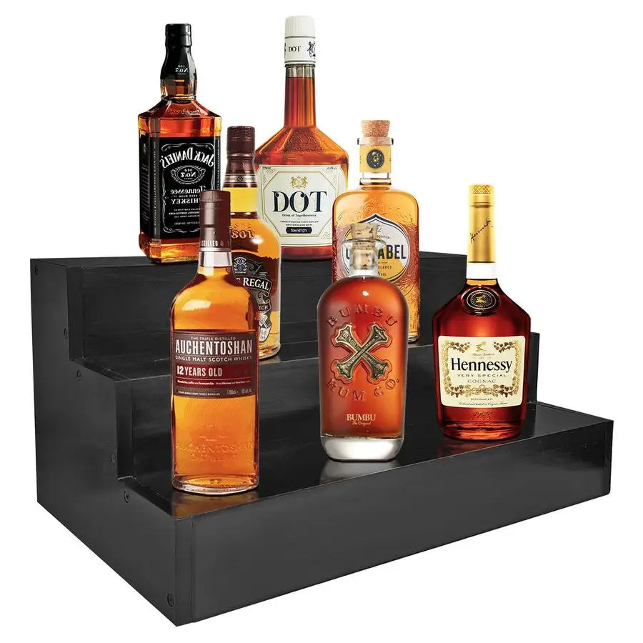 

Деревянная полка для бутылок, 3-ярусная, винтажная, отдельно стоящая, для домашнего бара, 16, черная