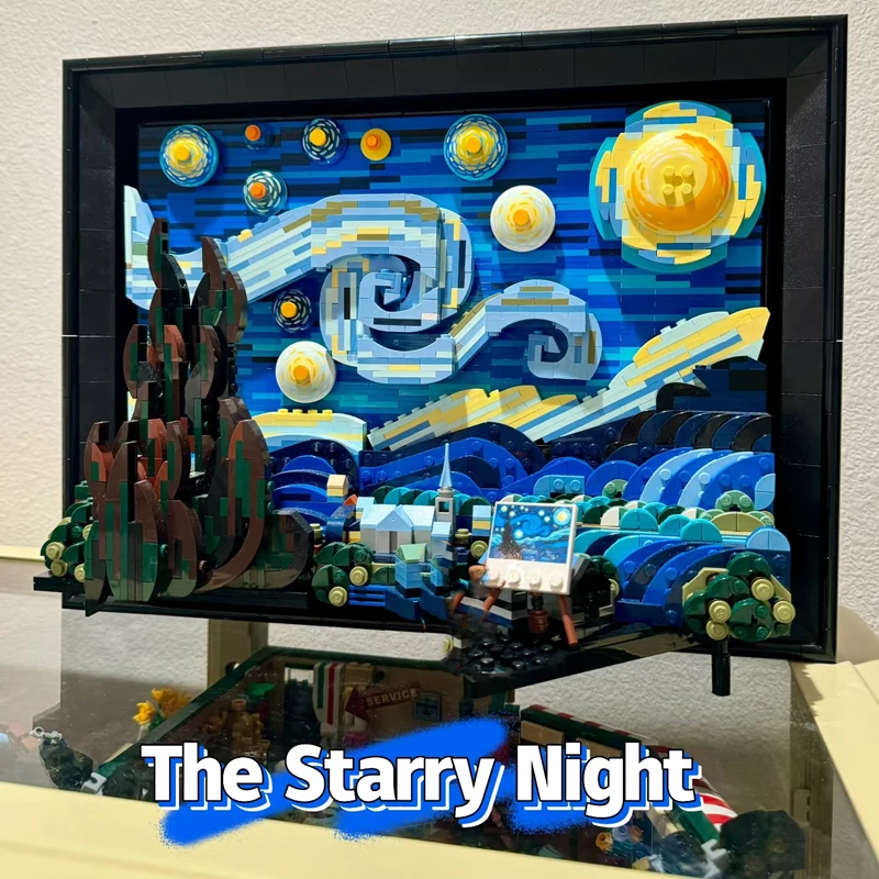 2316PCS ไอเดีย Vincent Van Gogh Starry Night ภาพวาดบล็อกอาคาร Art Craft ประกอบอิฐของขวัญของเล่นสําหรับเด็กผู้ใหญ่