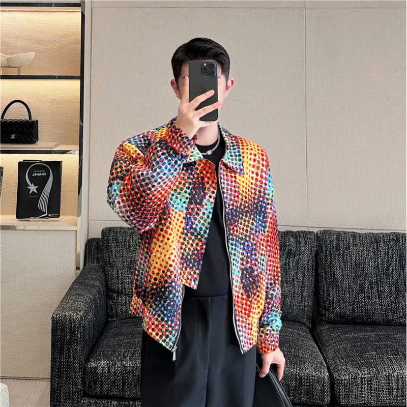 

Faionable ort adient Plaid Men's Jaet Autumn Collection Paris ow Sle Youthful Trendy Polyester Fabric