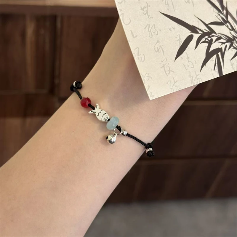 Glücksbringer Kleine Silberfarbene Fisch-Armbänder für Damen und Herren Handgefertigte Transportperlen Paar-Armbänder Amulett-Schmuck Geschenk – Detail 2