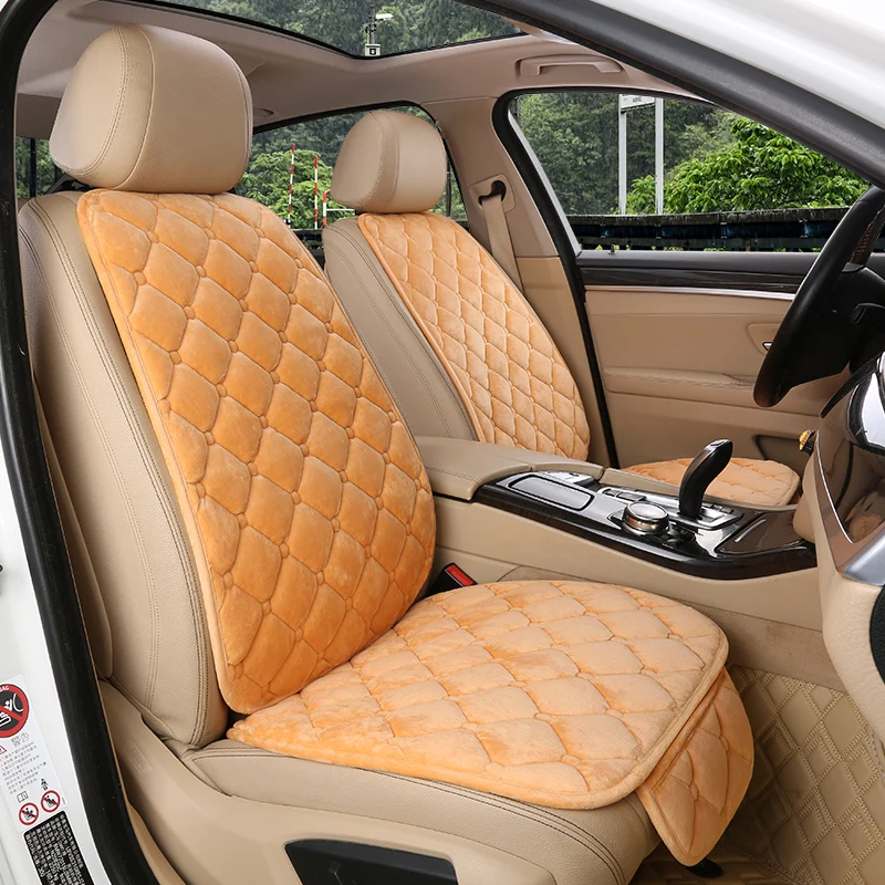 Warm Plush Car Seat Cover Winter Front Rear Back Auto Seat Cushion Protector with Thicken Cotton Filling Universal Fit Truck SUV