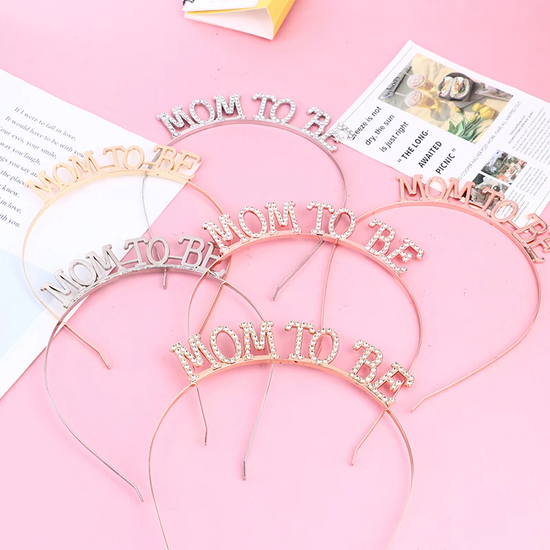 Rose Golden Silver Color Mom To Be Tiara Crown Headband For Baby Shower Boy Girl Gender Reveal Party Announcement Decorations 1X