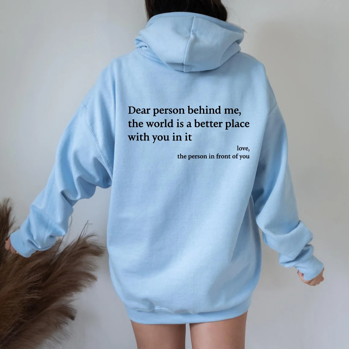 Autumn Pullover Hooded Women Young Lady Printed Letter Dear Person Behind Me Hoodie Oversize Aesthetic Hoody Sweatshirt Tops