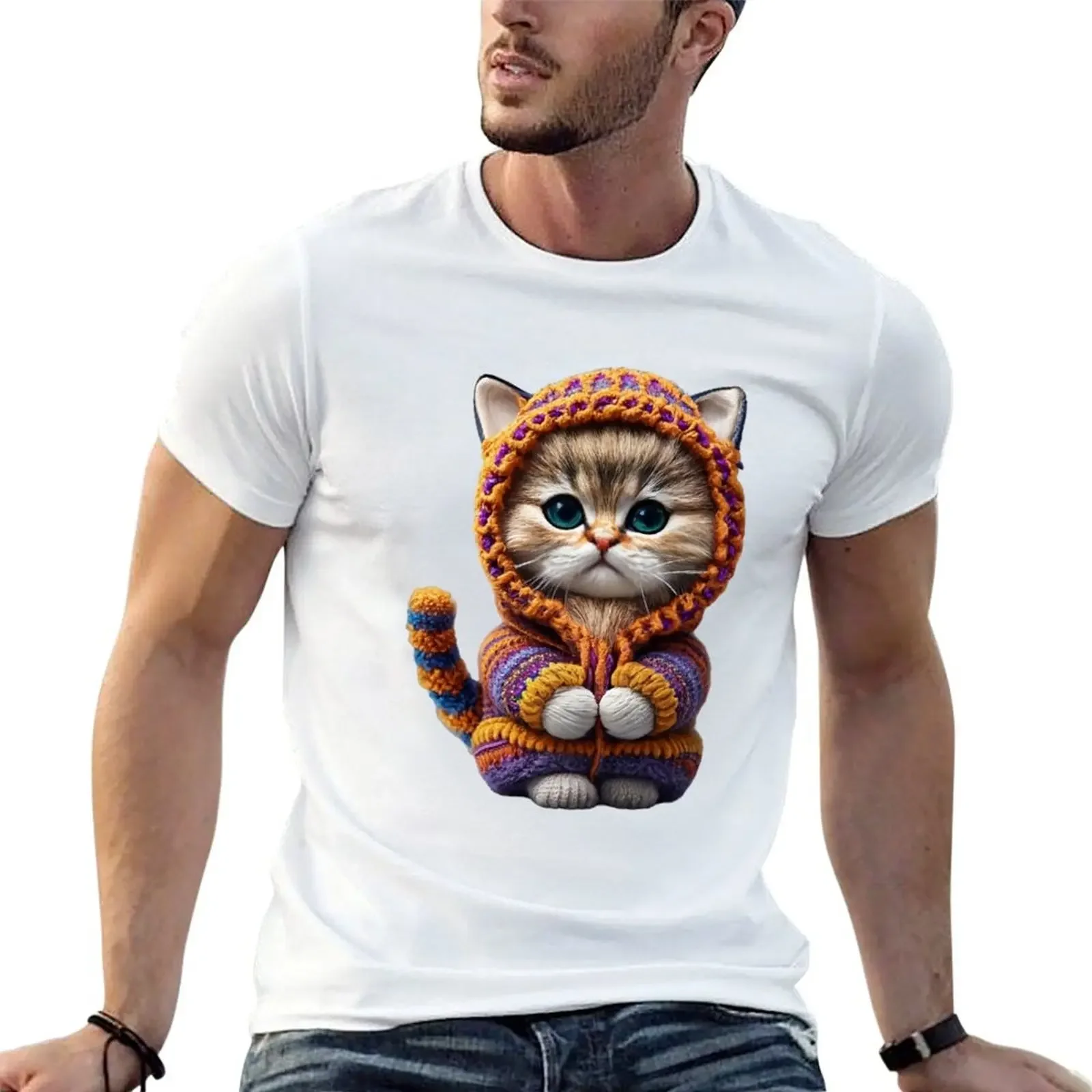 

Cat that is cold in winter T-shirt tees vintage mens white t shirts