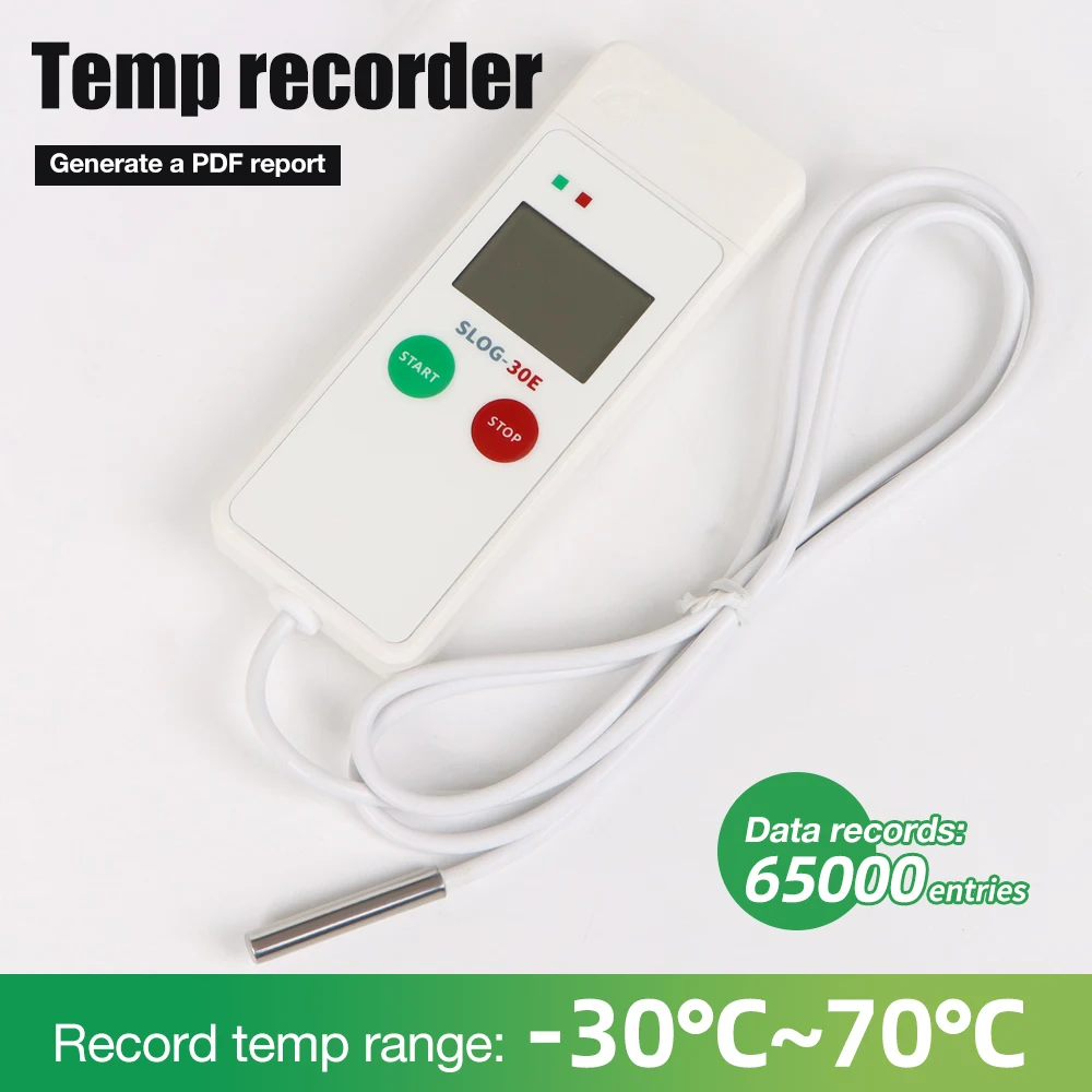 USB مسجل بيانات درجة الحرارة مسجل درجة الحرارة 65000 نقطة تسجيل قابلة لإعادة الاستخدام مراقبة درجة الحرارة PDF تقرير مسجل لسلسلة الباردة