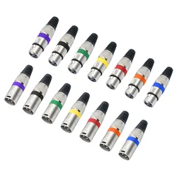 3Pin XLR Connector Zinc Alloy Shell Color Circle Large Three Core Balanced XLR Male and Female DIY Audio Plug Audiophile Video