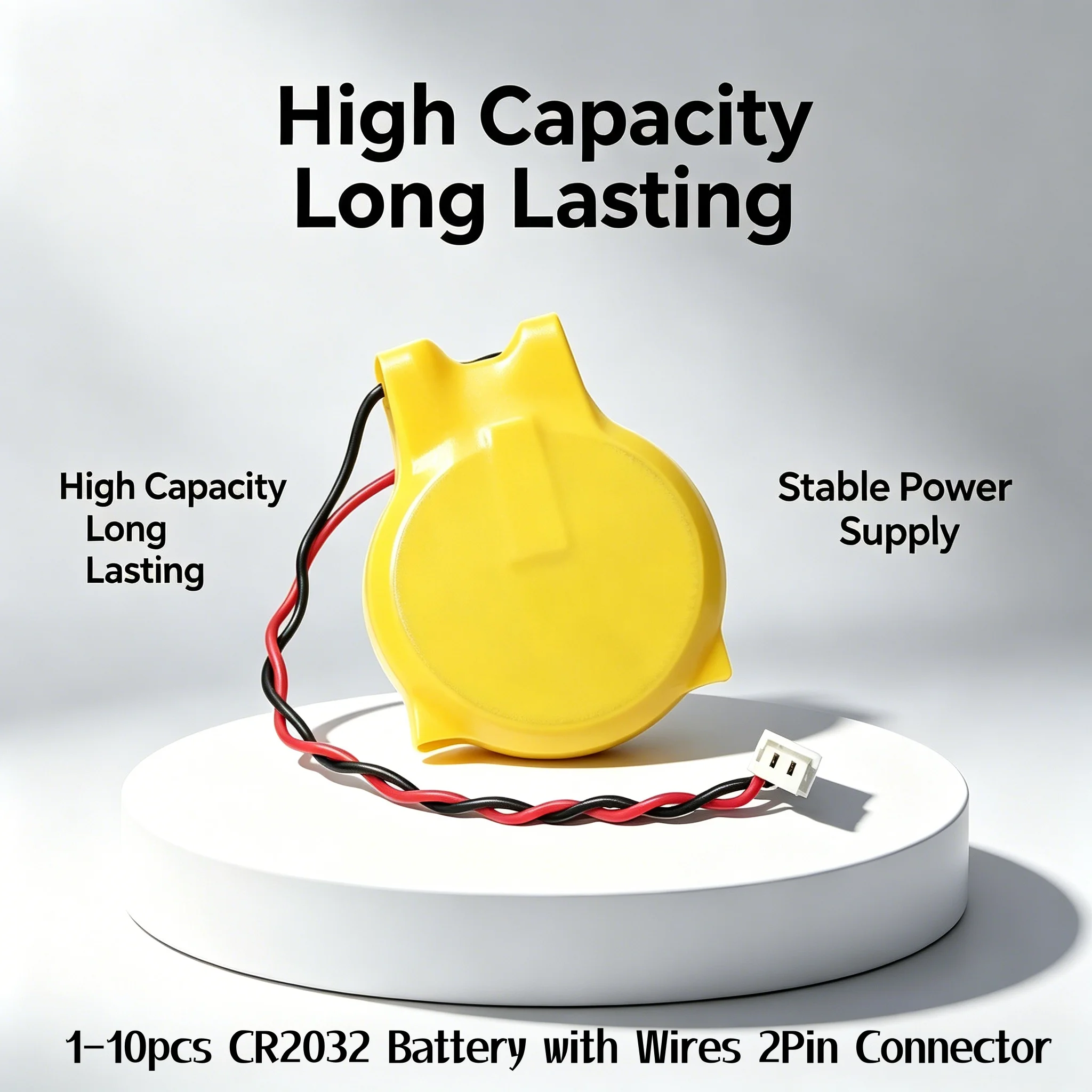 HotNEW 1-10pcs CR2032 Battery with Wires 2Pin Connector 3V 230mAh CMOS BIOS Laptop Motherboard Battery with Adhesive