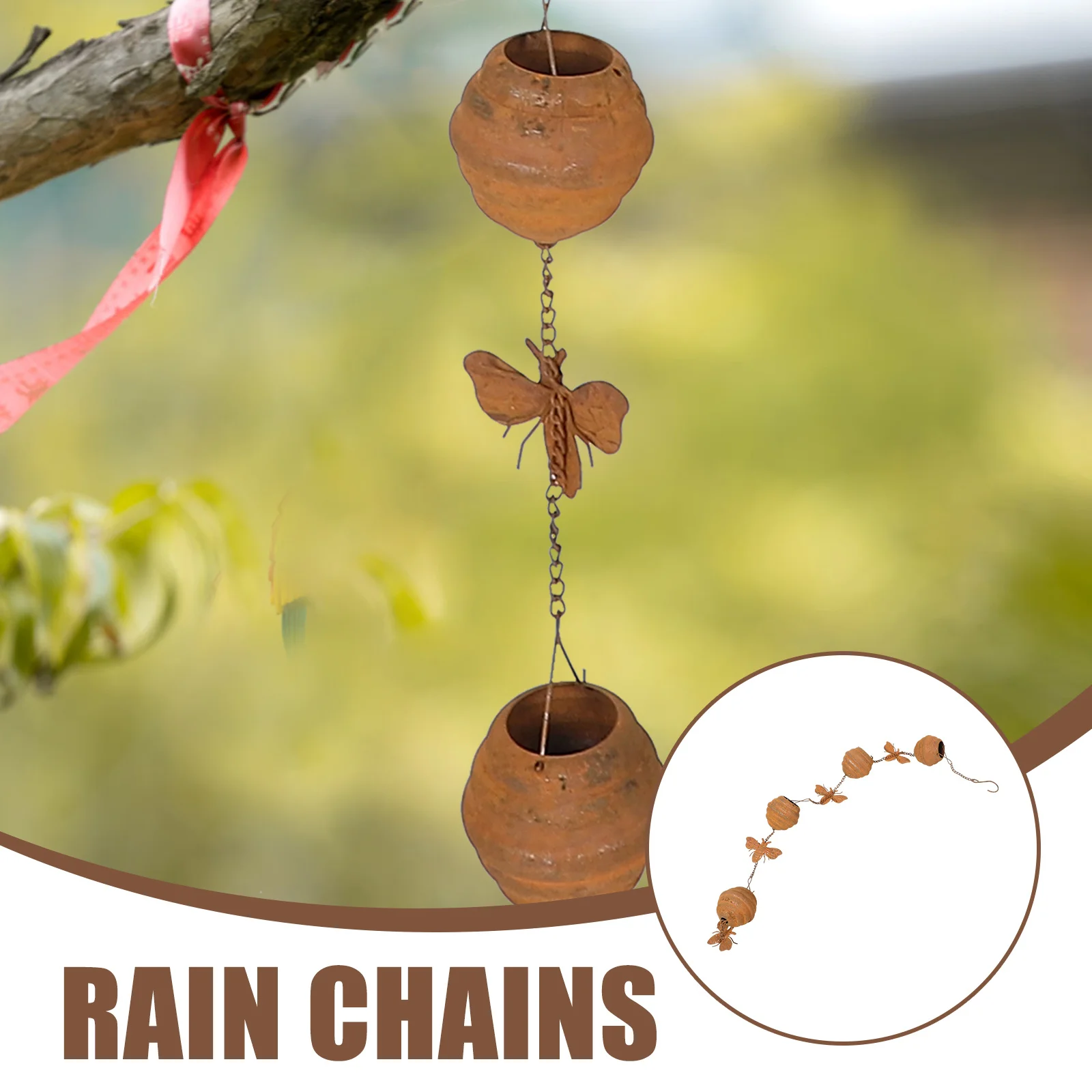 1.2M Rain Chain Decorative Vintage Metal Water Guiding Chain For Garden Patio Balcony Downspout Rustic Durable