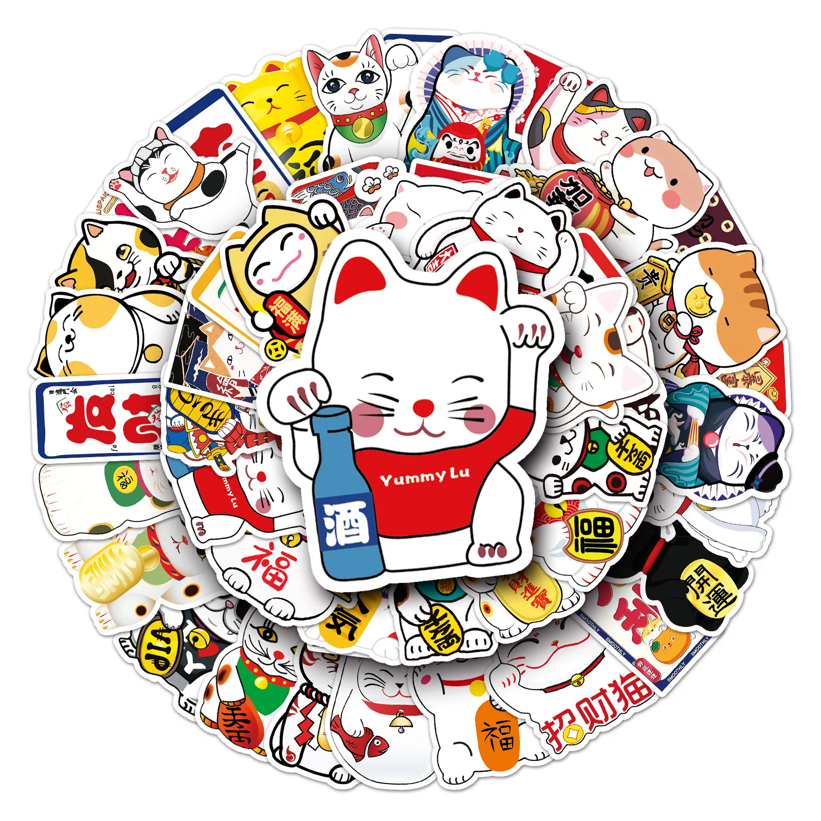 

10/50PCS Japan Lucky Cat Graffiti Stickers Personalized Cartoon Decal Creative DIY Water Cup Phone Case Notebook Sticker Toy