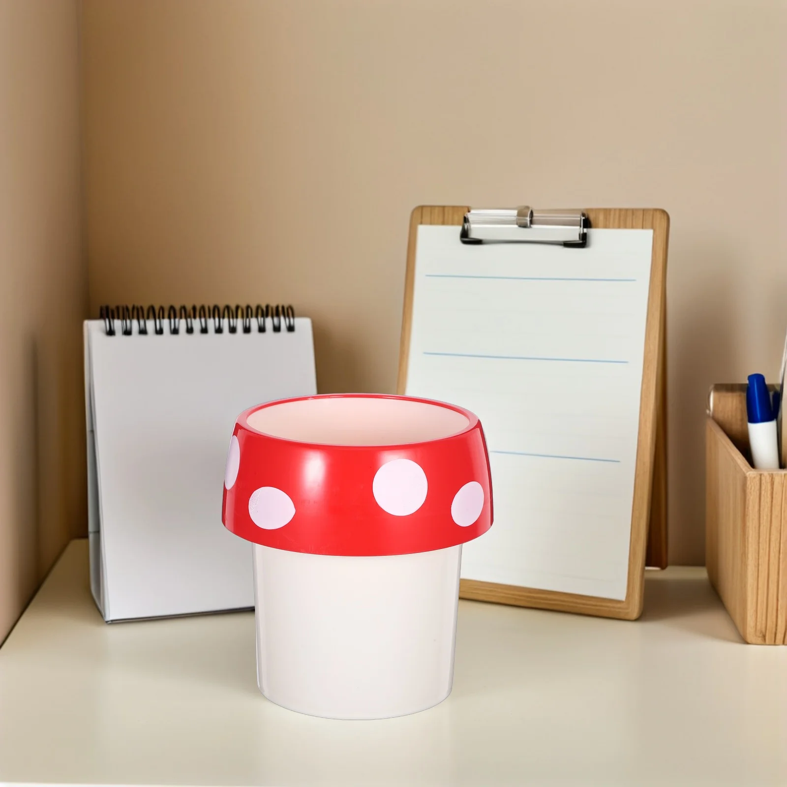 

Mushroom Desk Organizer Mini Trash Can Decorative Storage Basket Small Countertop Bin for Office Home School Efficient Space