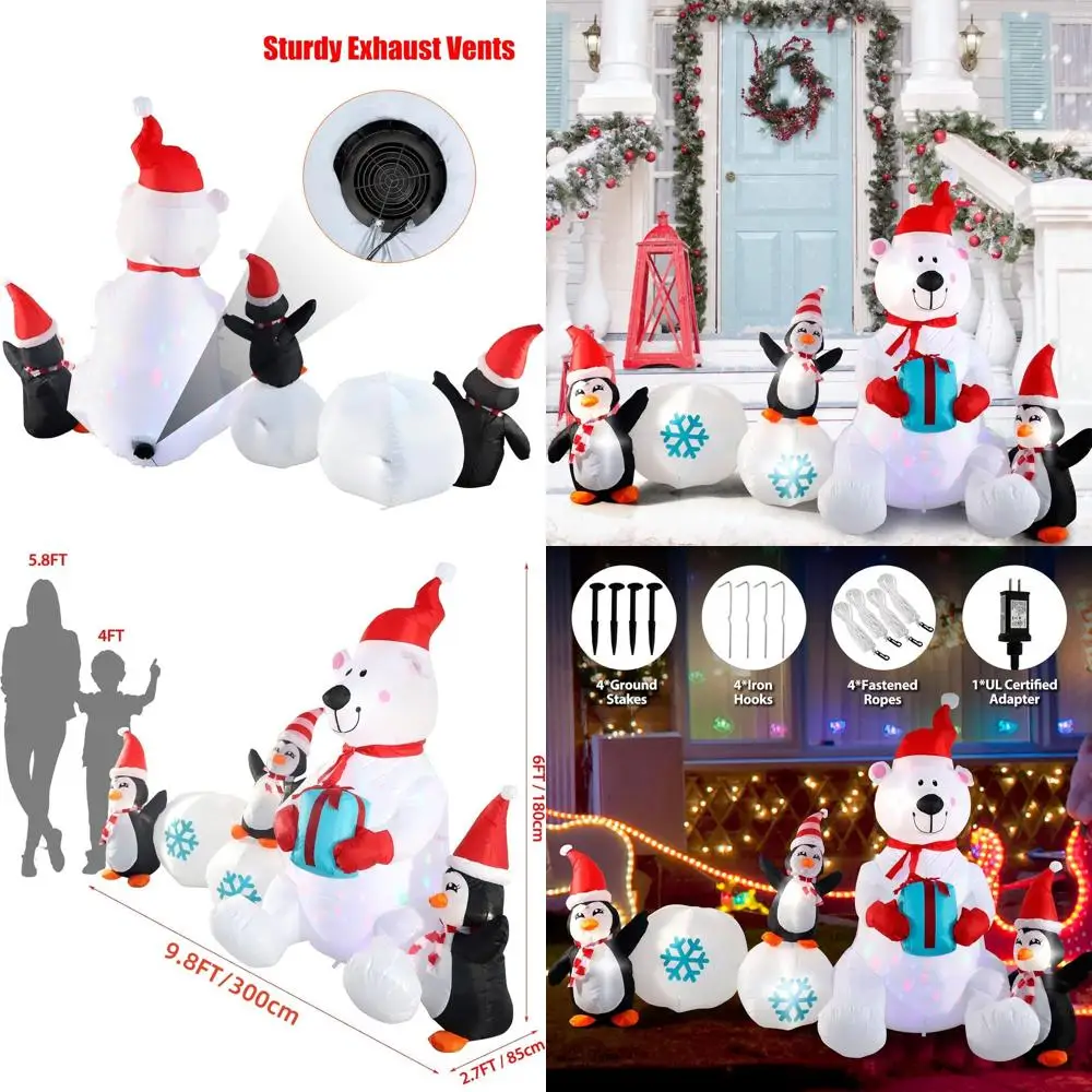 

Giant 10FT Snowman & Polar Bear Inflatable Christmas Decorations with LED Lights for Outdoor Lawn & Garden