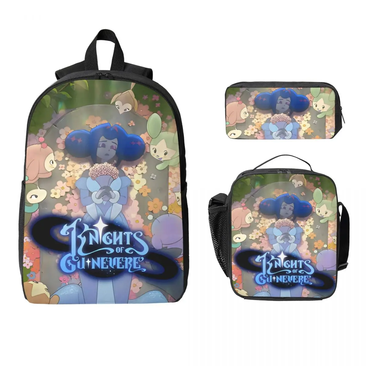 3Pcs K-Knights Of Guinevere School bags Set for Boy Girl Pen Bags Backpack Sets with Lunch Box For School Students Knapsack