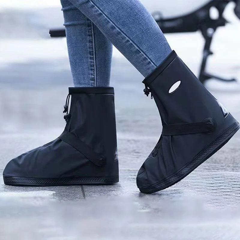 Rain Boots Impermeable Rainproof Shoes Cover Thick Waterproof Reusable Motorcycle Cycling Bike Rain Shoes Pocket Boots Cover