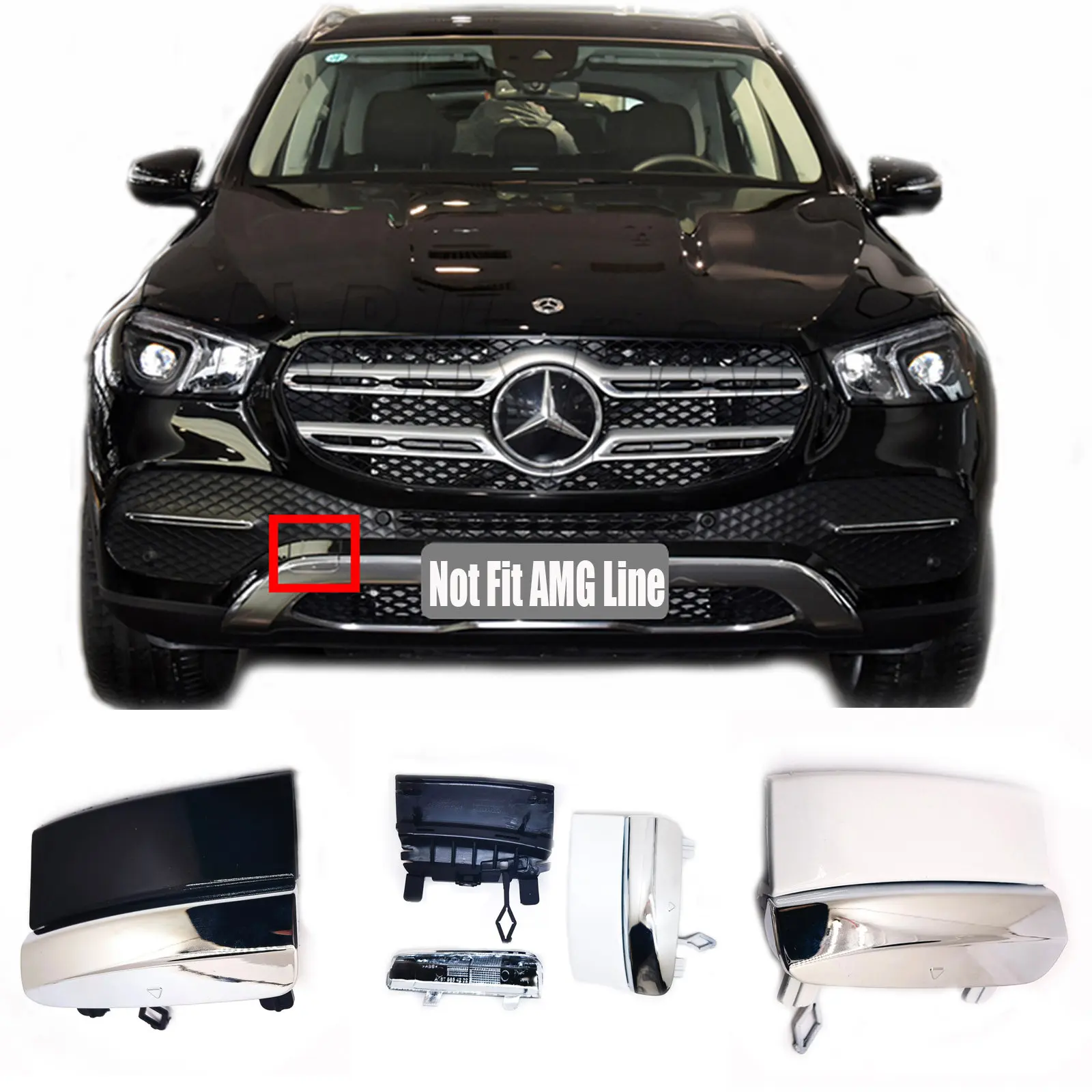 Front Tow Cover  2in1 Fit 20-23 Mercedes Benz GLE V167 W167 GLE350 GLE450 GLE500 Bumper Eye Hook Cap