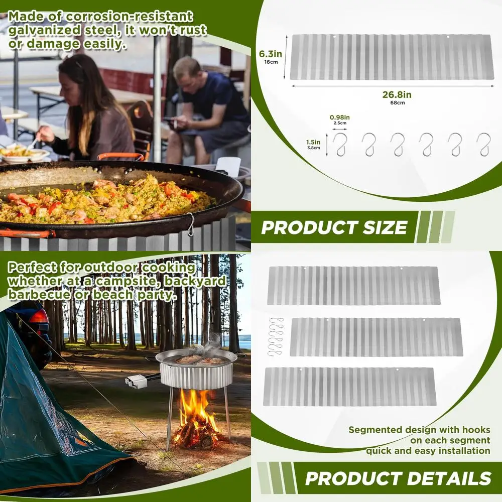 

Портативные лобовые стекла из оцинкованной стали для 28 сковородок для паэлины, идеально подходят для приготовления пищи на открытом воздухе, кемпинга и кипячения для раков, совместимость с пропаном