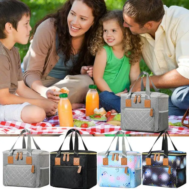 

Outdoor Travel Picnic Camping Bag Large Capacity Foldable Tote Cooler Lunch Bags Portable Oxford cloth Fruit Basket Ice Bag