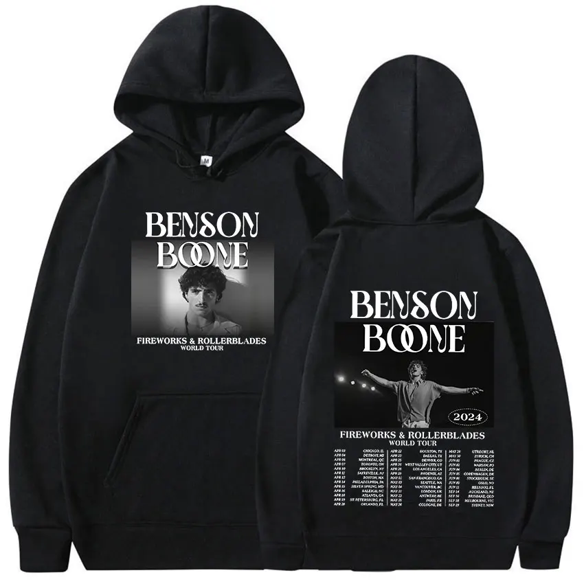 Benson Boone Fireworks and Rollerblades 2024 World Tour Hoodie Men's Hip Hop Retro Fashion Pullover Sweatshirt Fleece Streetwear