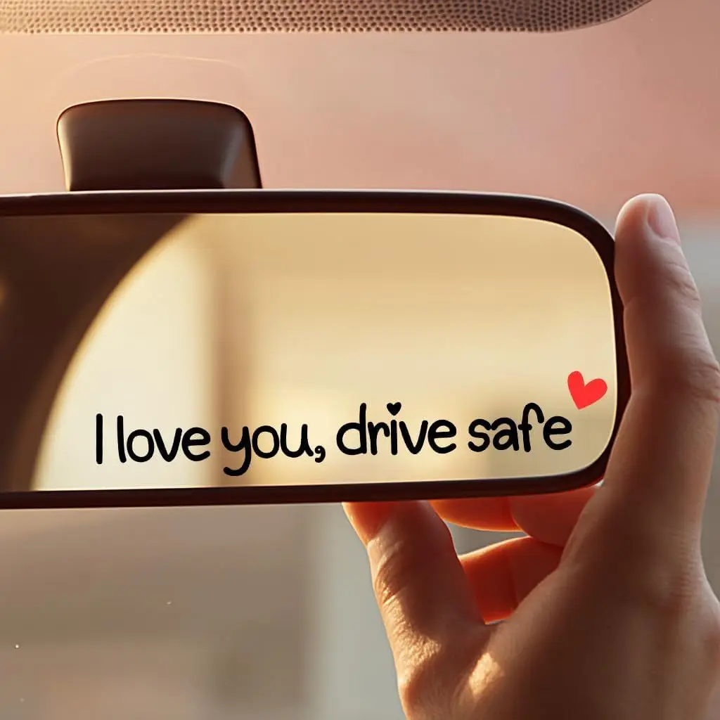 

4Pcs/set "I Love You Drive Safe" Heart Vinyl Stickers Black Red Cute Decal for Women Car Rearview Mirror Decor