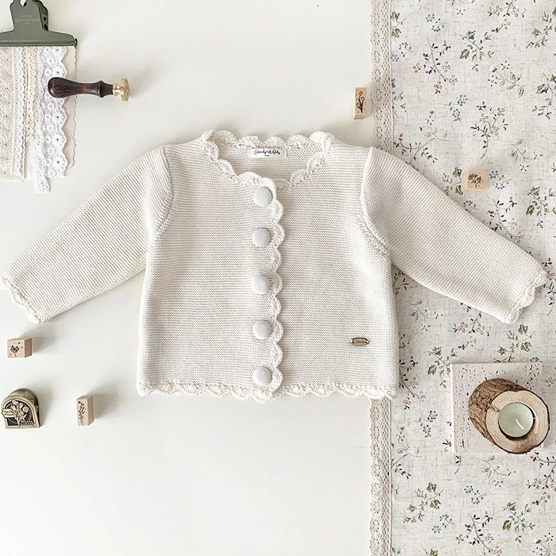 Geagodelia Cardigan Bébé Fille – Manches Longues, Broderie Coq & Poule, 6 Mois à 3 Ans