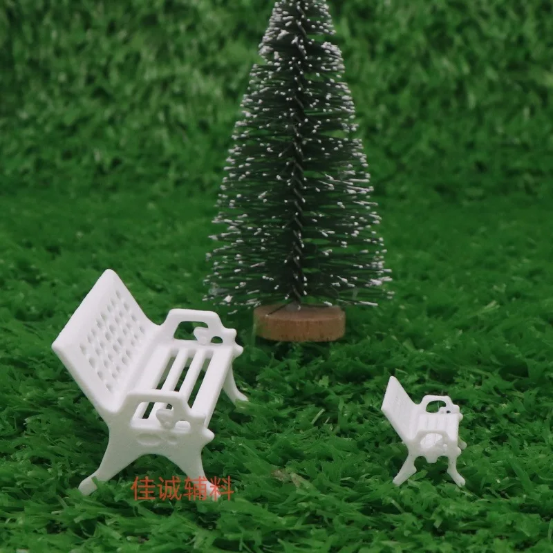 

6Pcs Miniature Chair Plastic Realistic Park Bench Desktop Background Ornament Fairy Garden Miniature Furniture