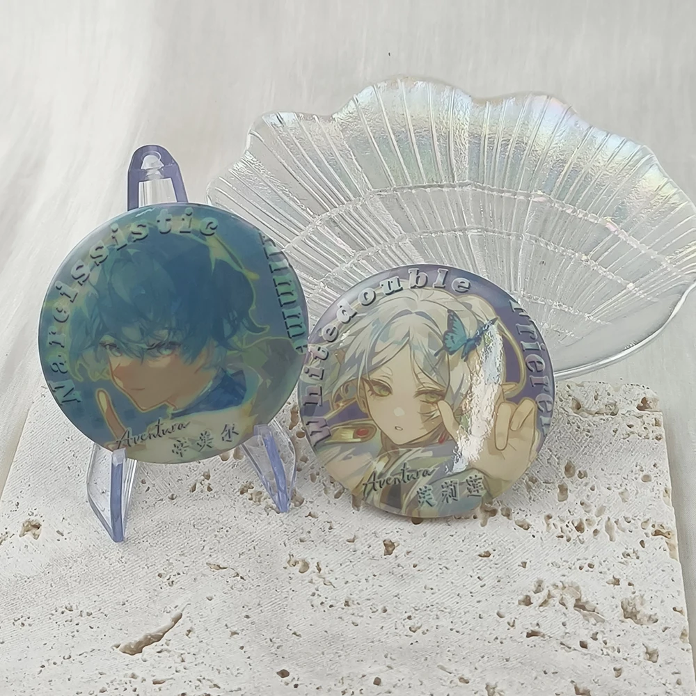 Frieren Beyond Journey's End Can Badge Himmel Frieren Iridescent Laser Reflective Tinplate Button Pin Anime Character Brooch