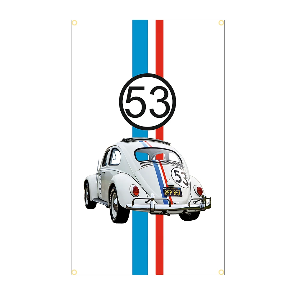 Herbie Beetle 53 High-Quality Polyester Car Flag 60x90/90x150 Cm Printed Outdoor Garage Decor Car Theme Design